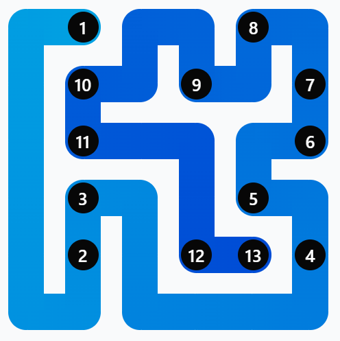 Step 1 - Linkedin Zip Solution #86 (11th June)